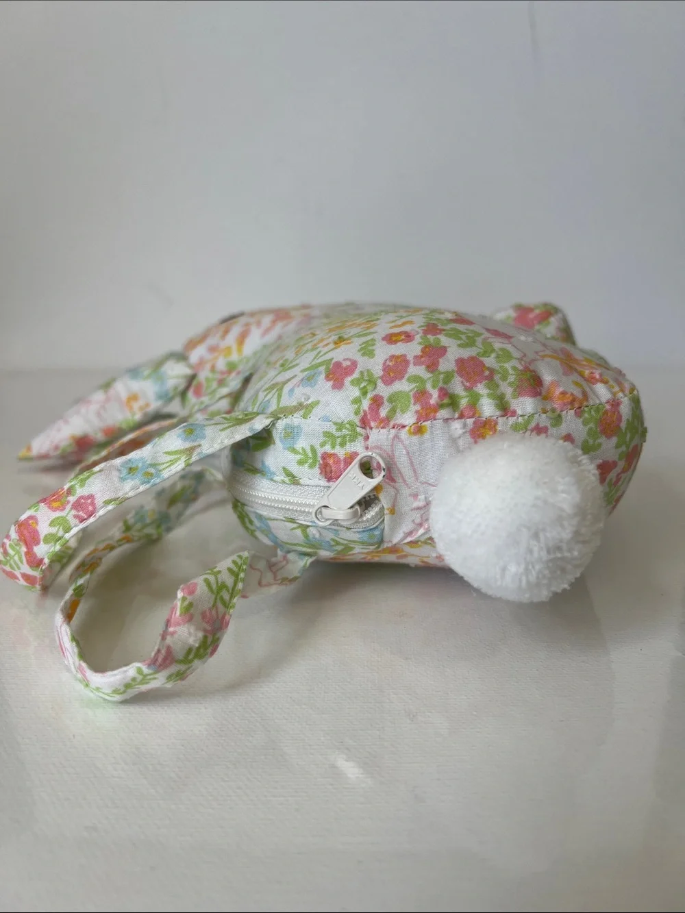 Floral Fabric Bunny Plush Purse with Matching Fabric Hair Bow Barrette
